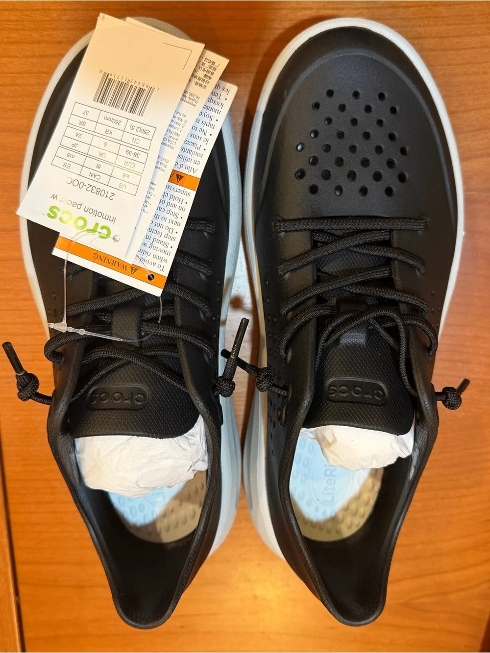 CROCS Women’s Black Sneakers with White Sole